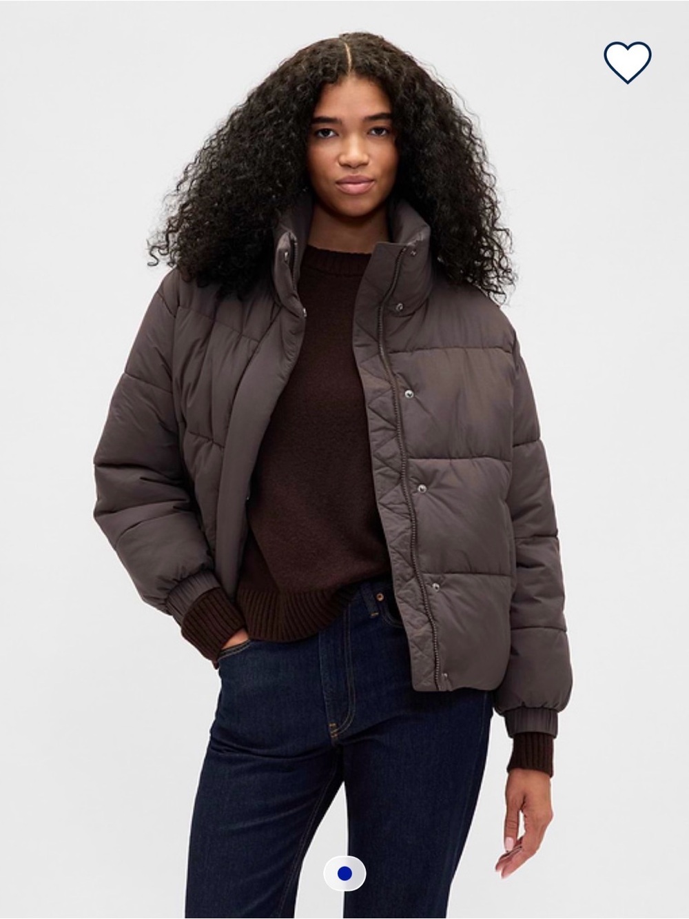 Gap Puffer Jacket in Dark Brown - Women's Lightweight Coat